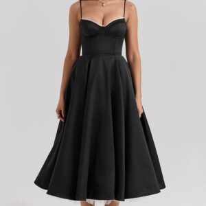 Celestina – Corset-Style Sleeveless Midi Dress