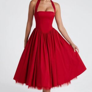 Elisabetta – Boned Lace-Up Midi Dress